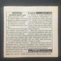 3 OCAK 1995 -TAKVİM YAPRAĞI-DOĞUM GÜNÜ HEDİYESİ-TÜRKİYE GAZETESİ TAKVİMİ,İLK SERBEST BÖLGENİN MERSİNDE AÇILIŞI 1987,MERSİNİN KURTULUŞU,ALİ ŞAİR NEVAİNİN VEFATI 1501,İMANIN ŞARTLARI,BALIK YAĞI,