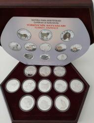 2005 YILI TÜRKİYENİN HAYVANLARI DARPHANE HATIRA GÜMÜŞ PARA SETİ ÇİL ORİJİNAL AHŞAP KUTUSUNDA  SERTİFİKALI ÇOK ÇOK NADİR