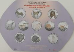 2005 YILI TÜRKİYENİN HAYVANLARI DARPHANE HATIRA GÜMÜŞ PARA SETİ ÇİL ORİJİNAL AHŞAP KUTUSUNDA  SERTİFİKALI ÇOK ÇOK NADİR