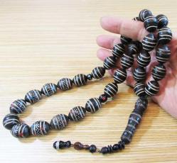DEV BOY EsKi İRAN İşÇİlİğİ SİYAH FİBER 33 LüK TESBİH...13,5x17mm