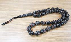 DEV BOY EsKi İRAN İşÇİlİğİ SİYAH FİBER 33 LüK TESBİH...13,5x17mm