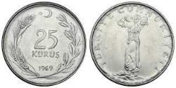 Efemera - 1969 Yılı 25 Kuruş Madeni - kitantik - kitaLog