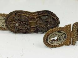 Antika Osmanlı Dönem Damgalı Gümüş Savatlı Gelin Kemeri