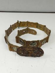 Antika Osmanlı Dönem Damgalı Gümüş Savatlı Gelin Kemeri