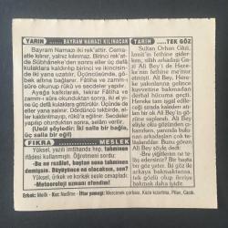 2 MART 1995 -TAKVİM YAPRAĞI-DOĞUM GÜNÜ HEDİYESİ-TÜRKİYE GAZETESİ TAKVİMİ,RİZENİN KURTULUŞU 1918,EMİR SULTANIN VEFATI 1430,BAYRAM NAMAZI KILINACAK,TEK GÖZ,MESLEK