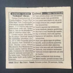 17 NİSAN 1995 -TAKVİM YAPRAĞI-DOĞUM GÜNÜ HEDİYESİ-TÜRKİYE GAZETESİ TAKVİMİ,PROF.DR.ALİ FUAT BAŞGİL İN VEFATI 1967,CUMHURBAŞKANI TURGUT ÖZALIN VEFATI 1993,TURGUT ÖZAL,BAZI TAVSİYELER