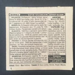 19 NİSAN 1995 -TAKVİM YAPRAĞI-DOĞUM GÜNÜ HEDİYESİ-TÜRKİYE GAZETESİ TAKVİMİ,KUTLU DOĞUM HAFTASI,KUĞU FIRTINASI,KARS IN ERMENİLERCE İŞGALİ 1919,SIFIR SİLENLER,HERİSE