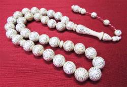 GÜMÜŞ ÇaKMaLı ORJİNAL IVORY FiL DİŞİ 33 LüK TESBİH......10mm