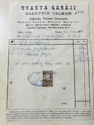 OTOMOBİL MOTOR YAĞI FATURASI - 11 MAYIS 1953 - TRAKYA GARAJI - SADETTİN YALMAN - YAĞLAMA YIKAMA İSTASYONU - SOKONİ VAKUM; BENZİN, MOTORİN - CAĞALOĞLU, İSTANBUL- AHMET ÇAYIROĞLU - ISLAK İMZALI, KAŞELİ DAMGA PULU  - 17 x 22 cm EBATLI ORİJİNAL FATURA