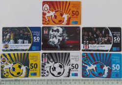 FENERBAHÇE-GALATASARAY-BEŞİKTAŞ-TRABZON SPOR TELEFON KARTLARI 50-30 KONTÖRLÜK 7 ADET 2RR1AA1 NADİR