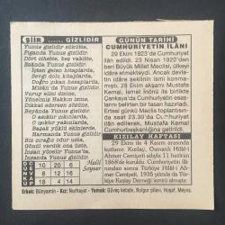 29 EKİM 1995 -TAKVİM YAPRAĞI-DOĞUM GÜNÜ HEDİYESİ-TÜRKİYE GAZETESİ TAKVİMİ,CUMHURİYETİN İLANI,1923,CUMHURİYET BAYRAMI,KIZILAY HAFTASI NİNELER GÜNÜ,GİZLİDİR,
