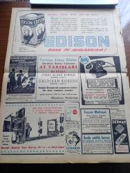 Zafer Gazetesi - 13 Kasım 1954 - Cumhuriyet Halk Partisi Tam Bir Hezimet Halindedir - Demokrat Parti Muhtarlıkları Yüzde 78'e Yakın Kazanmıştır - Bendimahi Santralinin İnşası İlkbaharda Başlıyor - İller Bankası Umum Müdürü Nafiz Ergeneli - Mükerrem Sarol Evini Kasım Gülek'e  Devre Hazır - Büyük Millet Meclisinin Davetlisi Olan Hint Parlamento Heyeti - Almanya'ya Pamuk İhracatı Başlıyor - Türkiye İlk Traktör Ocak Ayında İmal Edilmiş Olacak - Osman Kapani'nin Radyo Konuşması - Ayın Ondördü Yazan Refik Halid Karay Yazı Dizisi - Türkiye Milli Talebe Federasyonu Çalışmaları Başladı - Orhan Seyfi Orhon Köşe Yazısı - At Yarışları Tahminleri - Merih'liler Bir Evin Taraçasında Balo Verdi - Ankara Rotary Kulübünün 15. Yemekli Toplantısı - Atatürk'ten Hatıralar Sergisi Ve O Büyük İnsan - Diyarbakır'da Uçan Daireler - Okullarımızda Yabancı Dil - Alın Yazısı Oynayan Gina Lollobrigida Resimli Roman - Romeo Ve Jüliet 1954  Yazan Reinhard Fedumann Yazı Dizisi - İstanbul Şehir Tiyatrosunda Dökmeci