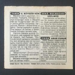 1 EKİM 1994 -TAKVİM YAPRAĞI-DOĞUM GÜNÜ HEDİYESİ-FATİH HAK VE HİZMET VAKFI TAKVİMİ,XAMİLER HAFTASI,KAĞIZMANIN KURTUUŞU,HAVA HARP OKULUNUN ESKİŞEHİRDE AÇILMASI 1951,2.BAYEZID,EĞİLMEK,ABUR CUBUR