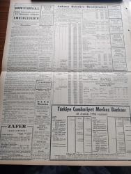 Zafer Gazetesi - 24 Aralık 1954 - Türkiye Mısır Arasındaki Dostluk Süratle İnkişaf Ediyor - Mısır Başkanvekili Abdülnasır'ın Beyanatı -  Et Ve Balık Kurumu Umum Müdürü Ekrem Barlas - Başvekil Adnan Menderes'e Bağlılık Telgrafları - Türkiye Almanya Arasında Mübadele - Celal Bayar'ın Doğu Tetkikleri - Basın Yayın Turizm Bütçesi Kabul Olundu - Akis Mecmuası Hakkındaki Davanın Duruşması - Hariciye Vekili Fuat Köprülü Yurda Döndü - İzmir'de Sel Büyük Hasara Sebep Oldu - Ayın Ondördü Yazan Refik Halid Karay Yazı Dizisi - Clark Gable Yazan Orhan Seyfi Orhon Köşe Yazısı - Üç Milli Şairimiz Namık Kemal Mehmet Akif Ersoy Ve Ziya Gökalp Anılacak - Ekmeklerin Yeni Maya İle Yapılması İçin Tecrübeler - Fizik Alimi Wendell Furry Dün Tevkif Olundu - Ernest Hemingway 120.000 Liralık Nobel Mükâfatını Nasıl Aldı - Ankaragücü Hacettepe Büyük Maça Son Hazırlık - Zafer Kupası Güreş Maçı - İkiz Dünya Başka Alemlerde Bir Macera Çizgi Roman - Ziraat Bankası - Minerva Dikiş Makinesi - Romeo Losyon Ve Parfümleri