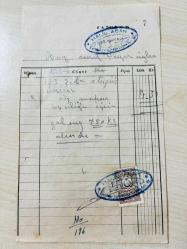 OTOMOBİL TAMİR FATURASI - 27 MAYIS 1954 - HALİL ACAR - OTO MAKASCI - ÜSKÜDAR, İSTANBUL - AHMET ÇAYIROĞLU - ISLAK İMZALI, KAŞELİ DAMGA PULU - 15 x 20 cm EBATLI ORİJİNAL FATURA