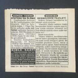 10 KASIM 1994 -TAKVİM YAPRAĞI-DOĞUM GÜNÜ HEDİYESİ-FATİH HAK VE HİZMET VAKFI TAKVİMİ,ATATÜRK ÜN ÖLÜMÜ 1938,ATATÜRK HAFTASI,KIRLARELİNİN KURTULUŞU 1922,VARNA ZAFERİ 1444,BESMELENİN FAZİLETİ