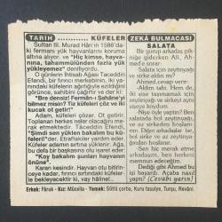 12 KASIM 1994 -TAKVİM YAPRAĞI-DOĞUM GÜNÜ HEDİYESİ-FATİH HAK VE HİZMET VAKFI TAKVİMİ,SADRAZAM PİRİ MEHMED PAŞANIN VEFATI 1532,PASTIRMA YAZI,KÜFELER,SALATA