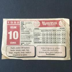 10 OCAK 1992 -TAKVİM YAPRAĞI-DOĞUM GÜNÜ HEDİYESİ-HUZUR TAKVİMİ,BÜYÜK MÜFESSİR TAFTAZANİ NİN VEFATI 1390,KİĞI NIN  KURTULUŞU,1922,ÇALIŞAN GAZETECİLER BAYRAMI,ÇOCUĞUNUZA İSİM,SADEDDİN TAFTAZANİ,KULAK ÇINLAMASI,
