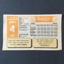 Efemera - 4 ŞUBAT 1992 -TAKVİM YAPRAĞI-DOĞUM GÜNÜ HEDİYESİ-HUZUR TAKVİMİ,İSKİLİPLİ ATIF HOCANIN İDAMI,1926,FIRTINA,SÖZÜN GÜZELİ,HIRS GÖSTEREN KAYBEDER - kitantik - kitaLog