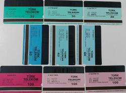 TÜRKSAT 2A UYDUSU ŞUBAT 2001 TARİHLİ 30-60 VE 100 KONTÖRLÜK TELEFON KARTLARI 9 ADET 3RRR1A ÇOK NADİR