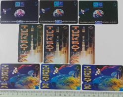 TÜRKSAT 2A UYDUSU ŞUBAT 2001 TARİHLİ 30-60 VE 100 KONTÖRLÜK TELEFON KARTLARI 9 ADET 3RRR1A ÇOK NADİR