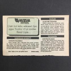 15 MART 1992 -TAKVİM YAPRAĞI-DOĞUM GÜNÜ HEDİYESİ-HUZUR TAKVİMİ,TALAT PAŞANIN ERMENİLER TARAFINDAN ÖLDÜRÜLMESİ 1921,KIRLANGIÇLARIN GELME ZAMANI,ÇOCUĞUNUZA İSİM,SAHURA KALKMALI,ELEKTRİK TEDAVİSİ,KUR AN OKUMAK,