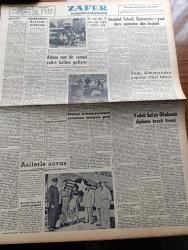 Zafer Gazetesi - 21 Ekim 1954 - Mümtaz Faik Fenik Köşe Yazısı - Almanya'daki İşgal Rejimi Sona Eriyor - Türkiye Pakistan Paktı'nın Ehemmiyeti - Celal Bayar Dün İş Bankasını Ziyaret Etti - İstanbul Teknik Üniversitesinde Yeni Ders Yılına Törenle Başlandı - Başvekil Adnan Menderes'in Yakasına Kıbrıs Türktür İbaresi Yazılı Rozet Takılıyor - Yeni Mimari Akademi Kurulacak - Yedek Subay Okulunda Diploma Tevzii Töreni - Refik Koraltan Nevşehir'de - Belgrad Karması İstanbul'u 4 3 Mağlup Etti - Orhan Seyfi Orhon Köşe Yazısı - Ankara'da Büyük Bir Rasathane Kurulacak - Adana Tam Bir Sanayi Şehri Haline Geliyor - Türkiye Avusturya Ticaret Anlaşması - Asilerle Savaş - Türk Yugoslav Milli Maçından Resimler - İkiz Dünya Başka Alemlerde Bir Macera Çizgi Roman - Fantezi Bir Uçan Daire Yeryüzüne İndi Yazan Nihat Ülkekul Yazı Dizisi - Hacettepe De Ahli'yi 5 0 Yendi - Dünya Ağır Siklet Boks Şampiyonluğu - Rocky Marciano - Çocuk Köşesi - Star Traş Bıçağı - Bursa Mobilya Mağazası - Scotsman Gaz Sobası