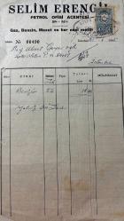 OTOMOBİL BENZİN FATURASI - 22 HAZİRAN 1955 - SELİM ERENGİL - PETROL OFİSİ ACENTESİ - ŞİLE, İSTANBUL - AHMET ÇAYIROĞLU - ISLAK İMZALI, KAŞELİ DAMGA PULU - 15 x 25 cm EBATLI ORİJİNAL FATURA