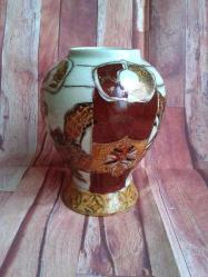 VİNTAGE  ÇİN PORSELEN SATSUMA VAZO. HAND MADE.