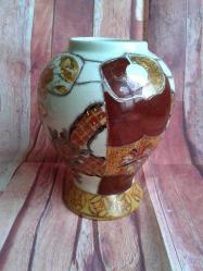 VİNTAGE  ÇİN PORSELEN SATSUMA VAZO. HAND MADE.