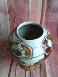 VİNTAGE  ÇİN PORSELEN SATSUMA VAZO. HAND MADE.