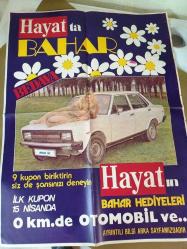 HAYAT DERGİSİ / Murat 131 Reklam POSTERİ '' 0 Km.de OTOMOBİL ve...''( Orta sayfa değildir ) 66/46 cm.