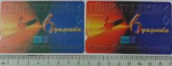 TÜRK TELEKOM 6 YAŞINDA BÜYÜYEN TÜRKİYENİN HABERCİSİ NİSAN 2001 TARİHLİ RENK ERÖRLÜ 30 KONTÖRLÜK TELEFON KARTLARI 2 ADET 3YY1TT NADİR
