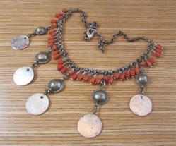 AnTiKa OSMANLI GüMüŞ PaRaLı-MeRCaNLı GÜMÜŞ KOLYE...