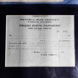 Rum Ortodoks Yetimhanesi Tahsilat Makbuzları