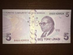 9. EMİSYON 5 TÜRK LİRASI D023 426624 ÇİL RADAR  TCB 1451