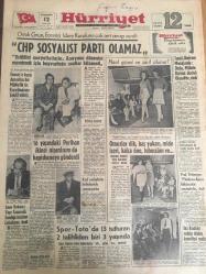 HÜRRİYET GAZETESİ  12 OCAK 1967 YIL :19 SAYI : 6721--CHP Sosyalist Parti Olamaz --Enosis e karşı Amerika bir müttefik  üs  kurulmasını  teklif etmiş --16 yaşındaki  Perihan ikinci nişanlısını  da  hapishaneye gönderdi ----Tural Bayram Masajında :Ordu Millete Daima Destek Olacaktır Dedi ---Omuzlar dik ,baş yukarı ,mide içeri ,kalça öne  tebessüm de ---İmar Bakanı Yapı Tasarrufu  Sandığı Tesisine  Çalışıyor Dedi --Spor -Toto da 13 tutturan  2 talihliden biri 3 yaşında ---15 Ocak ta  bütün dolmuşlara istikamet  levhası  konacak --Aralık ayında Arçelik aldı  92.000 lira kazandı --Şahane Programını  İftarla Takdim Eder : Şöhretli Sanatkar :Neşe Karaböcek ,Halk Türkülerin  Yıldız : Şükrü Osmanoğlu ,Dans ve Film Yıldızı : Muhterem Nur ---Harika Kadın Sihirbaz : Fanto Şehnaz , Kıymetli Sanatkar : Filiz Tezer , Kıymetli Sanatkar : İsmet Bulbiç ,Kıymetli Sanatkar : Müzeyyen Apaydın --Fenerbahçe ye  bayram  hediyesi vereceğiz --Aptullah  ve Numan Ordu Takımı Kadrosuna Alınmıyor ---