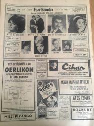 HÜRRİYET GAZETESİ  12 OCAK 1967 YIL :19 SAYI : 6721--CHP Sosyalist Parti Olamaz --Enosis e karşı Amerika bir müttefik  üs  kurulmasını  teklif etmiş --16 yaşındaki  Perihan ikinci nişanlısını  da  hapishaneye gönderdi ----Tural Bayram Masajında :Ordu Millete Daima Destek Olacaktır Dedi ---Omuzlar dik ,baş yukarı ,mide içeri ,kalça öne  tebessüm de ---İmar Bakanı Yapı Tasarrufu  Sandığı Tesisine  Çalışıyor Dedi --Spor -Toto da 13 tutturan  2 talihliden biri 3 yaşında ---15 Ocak ta  bütün dolmuşlara istikamet  levhası  konacak --Aralık ayında Arçelik aldı  92.000 lira kazandı --Şahane Programını  İftarla Takdim Eder : Şöhretli Sanatkar :Neşe Karaböcek ,Halk Türkülerin  Yıldız : Şükrü Osmanoğlu ,Dans ve Film Yıldızı : Muhterem Nur ---Harika Kadın Sihirbaz : Fanto Şehnaz , Kıymetli Sanatkar : Filiz Tezer , Kıymetli Sanatkar : İsmet Bulbiç ,Kıymetli Sanatkar : Müzeyyen Apaydın --Fenerbahçe ye  bayram  hediyesi vereceğiz --Aptullah  ve Numan Ordu Takımı Kadrosuna Alınmıyor ---