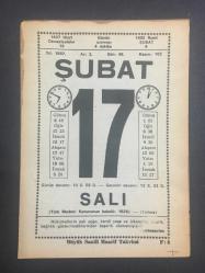 17 ŞUBAT 1987 -TAKVİM YAPRAĞI-DOĞUM GÜNÜ HEDİYESİ-BÜYÜK SAATLİ MAARİF TAKVİMİ,TÜRK MEDİNİ KANUNUN KABULÜ 1926,İNSAN KÖTÜ DOĞMAZ,İYİ ADAM KİMDİR,GÜNLERİMİZ OLACAK,LÜTFİ KIRDAR 17 ŞUBAT 1961 DE VAFAT ETTİ,MUTLULUK ÇIKMAZINDAN PARÇALAR