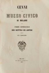 Cenni Sul Museo Civico Di Milano Ed Indice Sistematico Dei Rettili Ed Anfibi