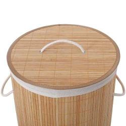 BAMBU KAPAKLI ÇAMAŞIR SEPETİ EL YAPIMI,NATURAL 35x35x60cm
