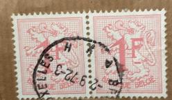 Belçika Pulu - Belgium Stamp - Mektup Zarfından Kesilmiş  / Postadan Geçmiş İkili Pul Filateli - Damgalı - BELÇİKA PULU , 1 PARA - YABANCI PULLAR