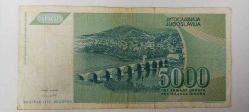 Koleksiyonluk Yugoslavya 5000 Dinar 1992