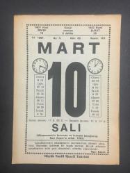 10 MART 1987 -TAKVİM YAPRAĞI-DOĞUM GÜNÜ HEDİYESİ-BÜYÜK SAATLİ MAARİF TAKVİMİ,NACİ KASIMIN VEFATI 1963,ORMAN,ÇALIŞMAK,MUTLULUK ÇIKMAZINDAN PARÇALAR