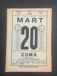 20 MART 1987 -TAKVİM YAPRAĞI-DOĞUM GÜNÜ HEDİYESİ-BÜYÜK SAATLİ MAARİF TAKVİMİ,HAMSİNİN SONU,DÜNYA IRK AYIRIMI İLE MÜCADELE GÜNÜ,BAHAR VE BÜLBÜL,KIŞ FASLININ SONU,BAHAR FASLI,YRNİ YILIN TALİHİ ZAYİÇE,EVLENMEDE MUTLULUK