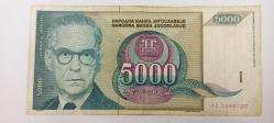 Koleksiyonluk Yugoslavya 5000 Dinar 1992