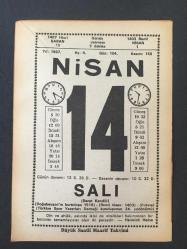 Efemera - 14 NİSAN 1987 -TAKVİM YAPRAĞI-DOĞUM GÜNÜ HEDİYESİ-BÜYÜK SAATLİ MAARİF TAKVİMİ,BERAT KANDİLİ,DOĞUBEYAZITIN KURTULUŞU 1918,TÜRKİYE SPOR YAZARLARI DERNEĞİ KURULUŞUNUN 24.YILDÖNÜMÜ,KANDEDİR,HACET YOK,VOLTAİRE DEN - kitantik - kitaLog