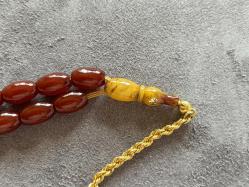 Antika orijinal Osmanlı sıkma kehribar maskot  Tesbih