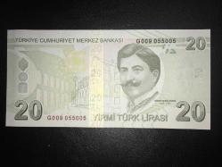 9. EMİSYON 20 TÜRK LİRASI G 009 055005 ÇİL  GÜZEL NO TCB 0037