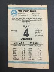 4 ARALIK 1991  -TAKVİM YAPRAĞI-DOĞUM GÜNÜ HEDİYESİ-DİYANET TAKVİMİ,CAMEL SAVAŞI 656,İLİM ADAMININ GEREKLİLİĞİ,ATASÖZLERİ